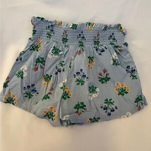 Janie and Jack Blue Floral smocked band Shorts with pockets
